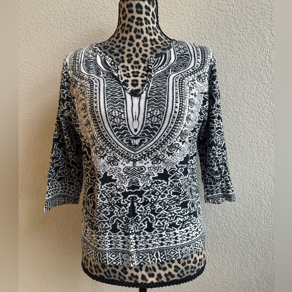 Carrie Allen Black and White Top